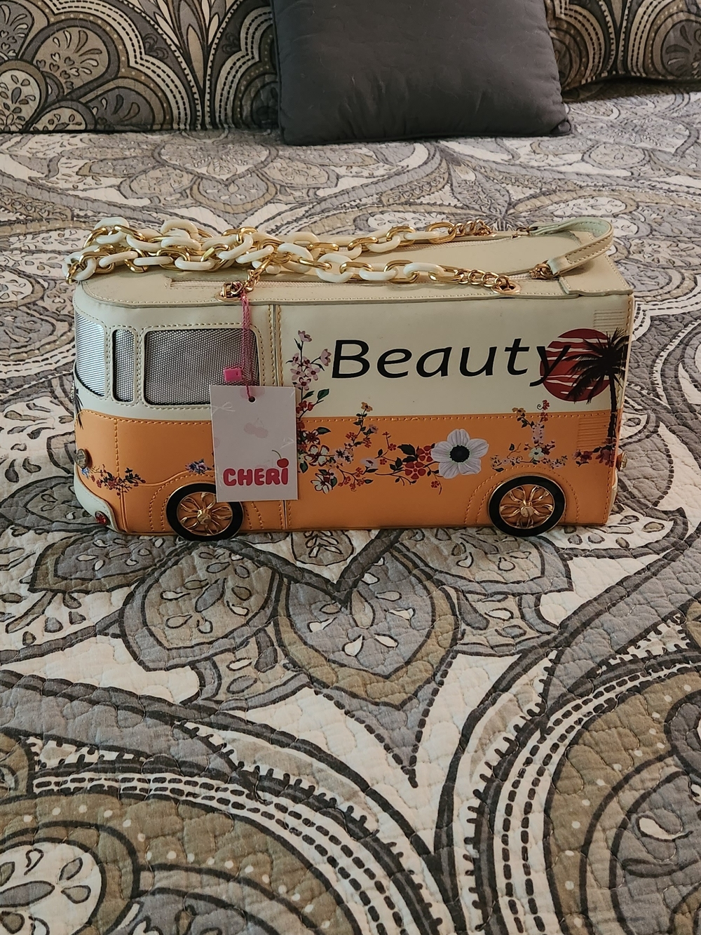 Yellow Floral 'Beauty' Bus Crossbody Bag